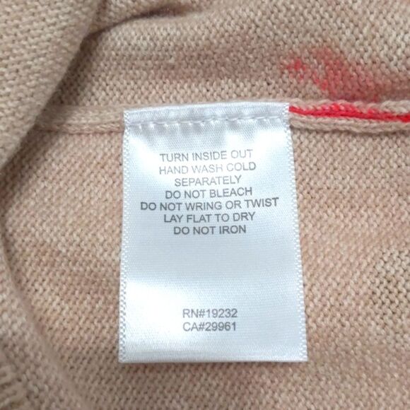 Grandmacore Floral Sweater with Tiny Sparkly Beading Tan and Pink M - Picture 8 of 9